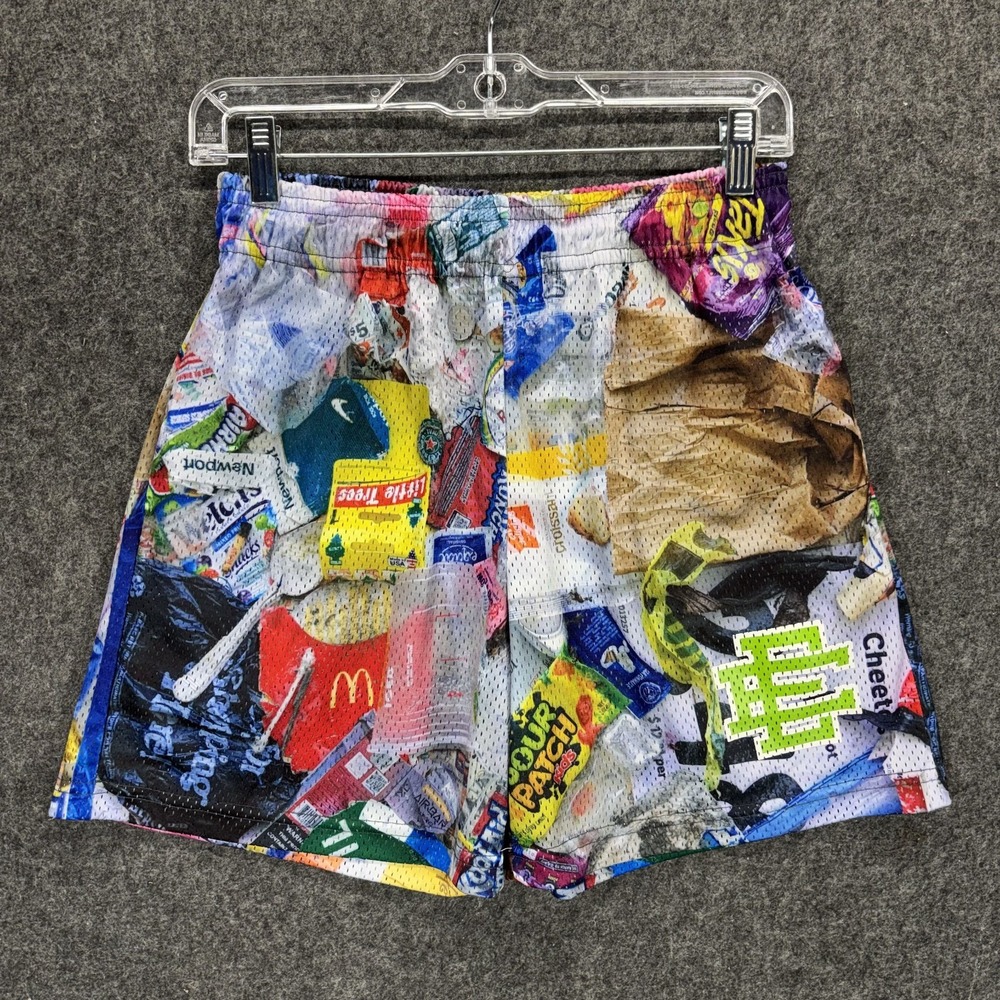 Eric Emanuel x Ass Pizza Garbage Mesh Shorts Men's Small Pockets Drawstring